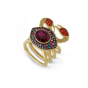 nOir Jewelry Gold and Red Crab Motif Ring